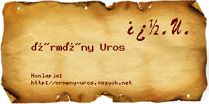 Örmény Uros névjegykártya